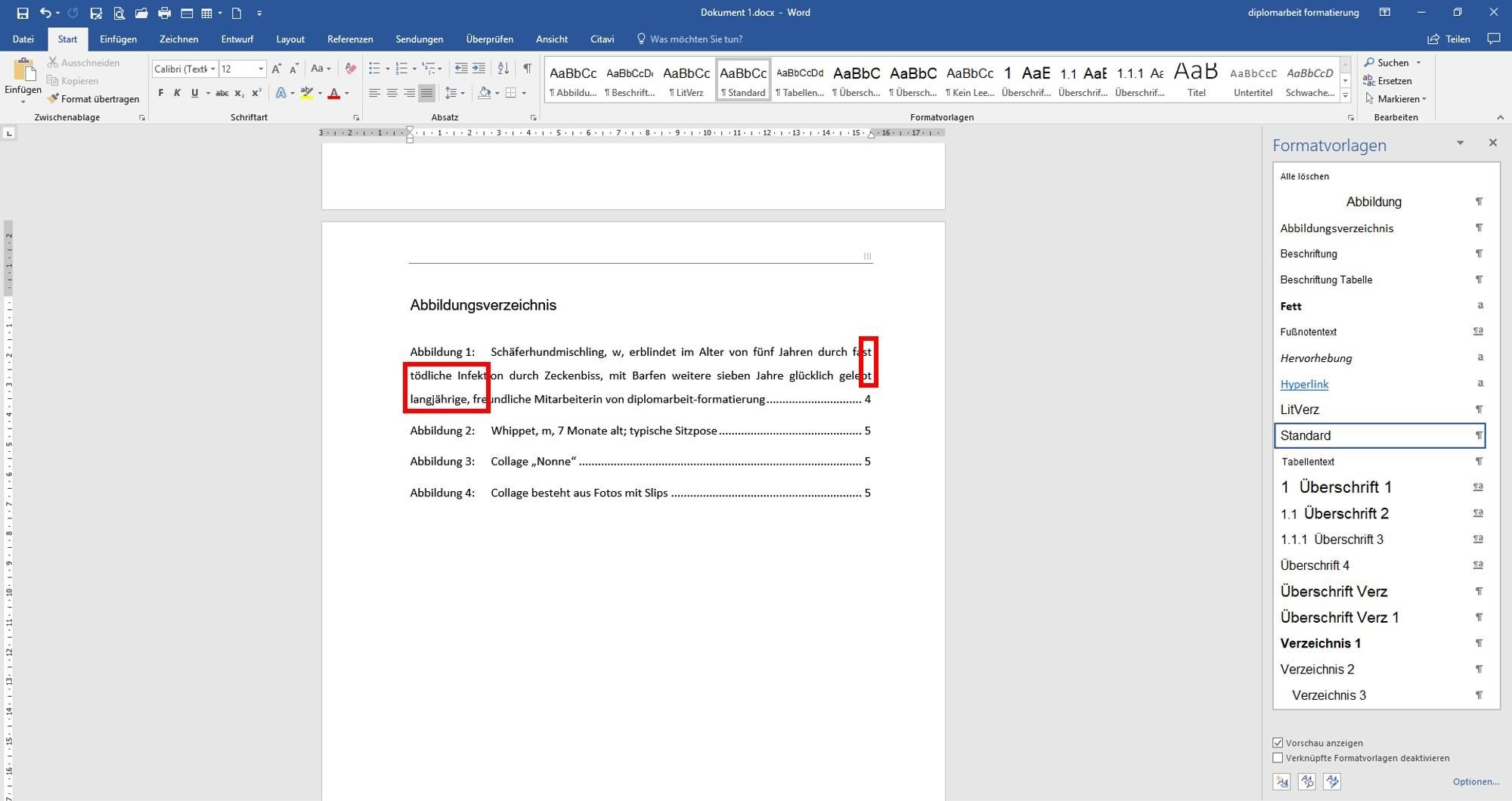 schlecht formatiertes Abbildungsverzeichnis